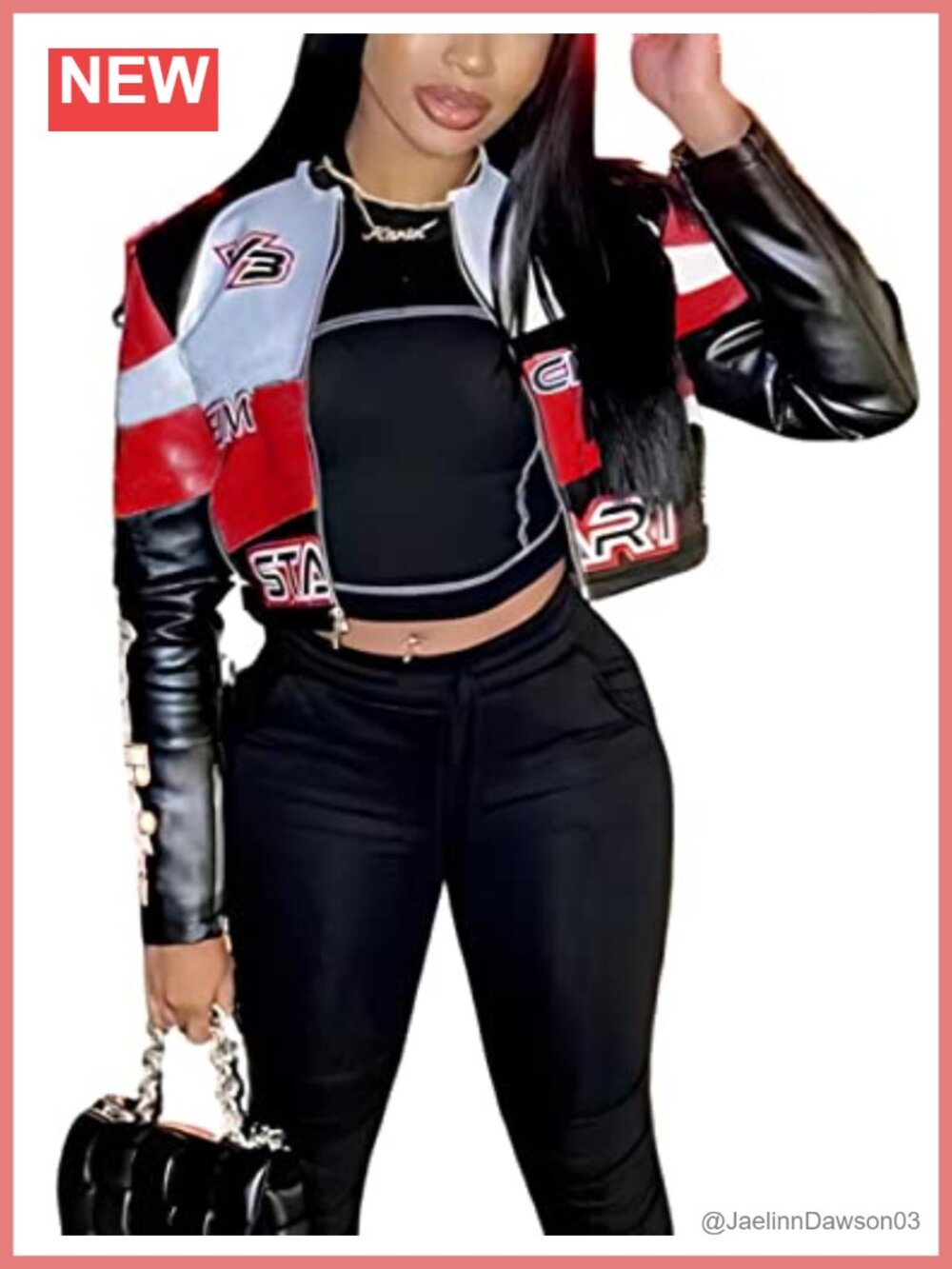 Faux Leather Moto Biker Jacket Women Zip Up Cropped Bomber Coat